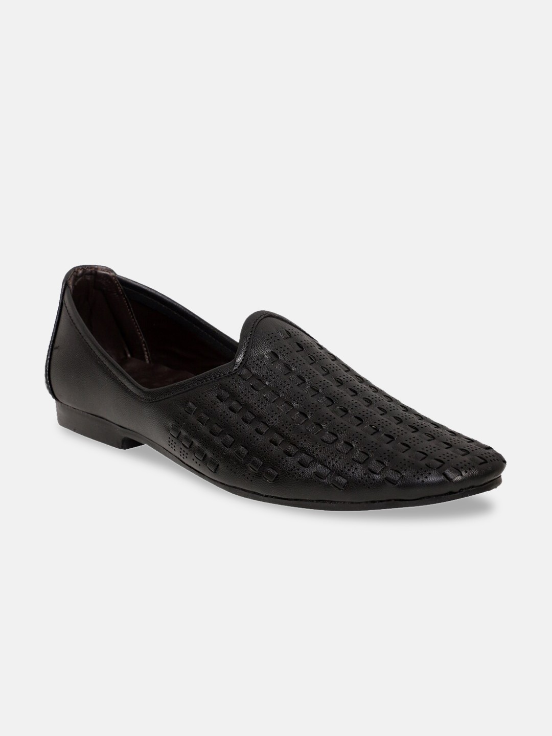 

PANAHI Men Black Woven Design Mojaris