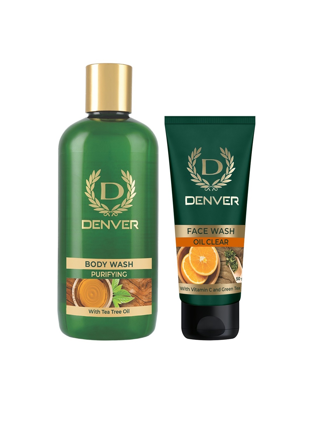 

Denver Men et of Purifying Body Wash 325 ml & Oil Clear Face Wash 50 g, Green