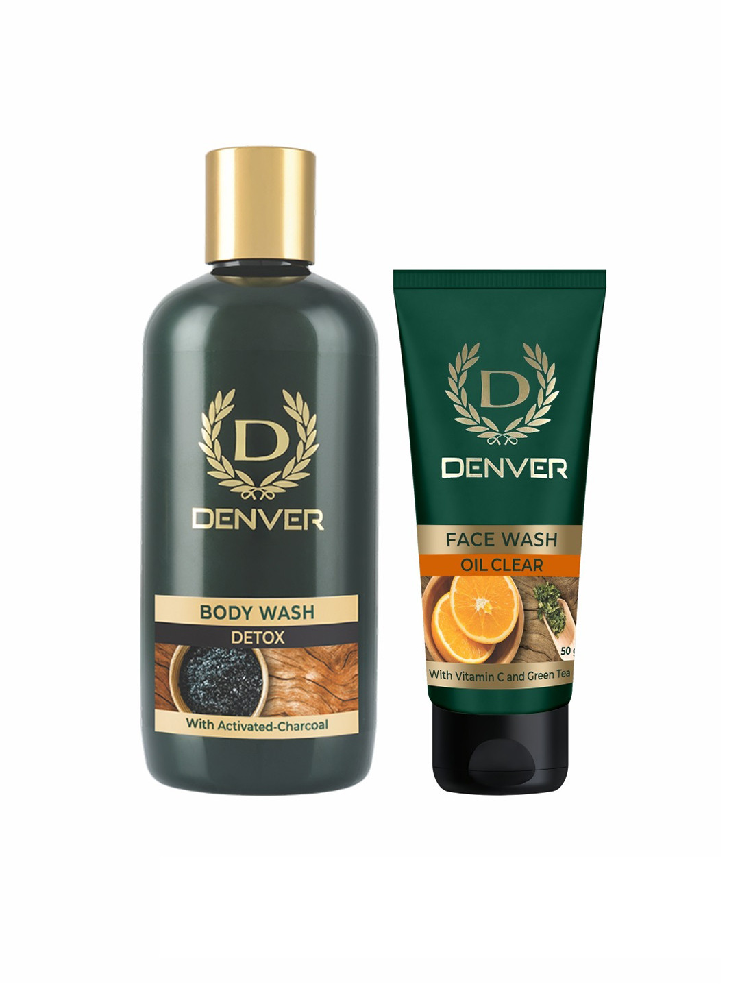 

Denver Men Set of Detox Body Wash 325 ml & Oil Clear Face Wash 50 g, Green