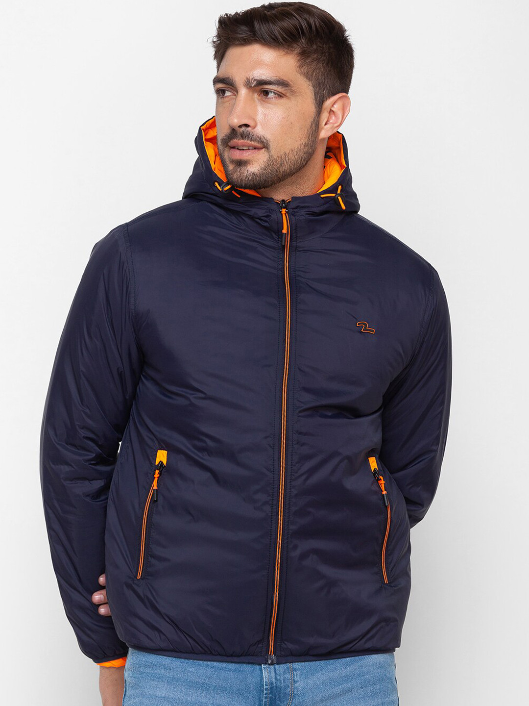 

SPYKAR Men Blue peacoat Padded Jacket