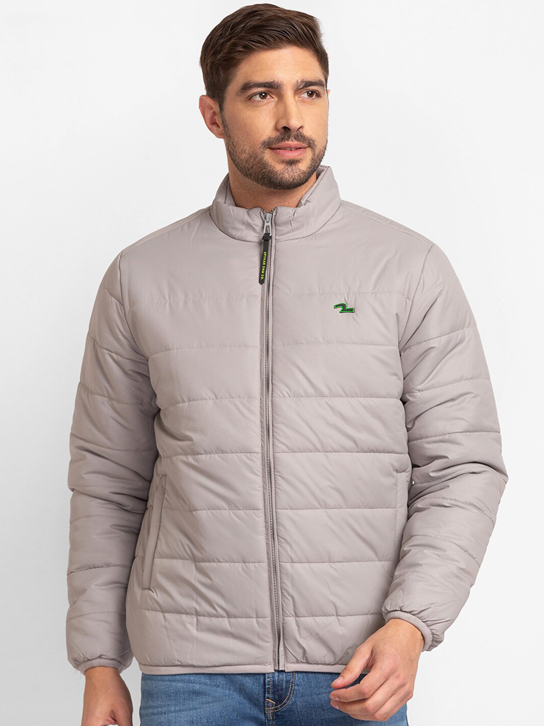 

SPYKAR Men Grey Colourblocked Puffer Jacket