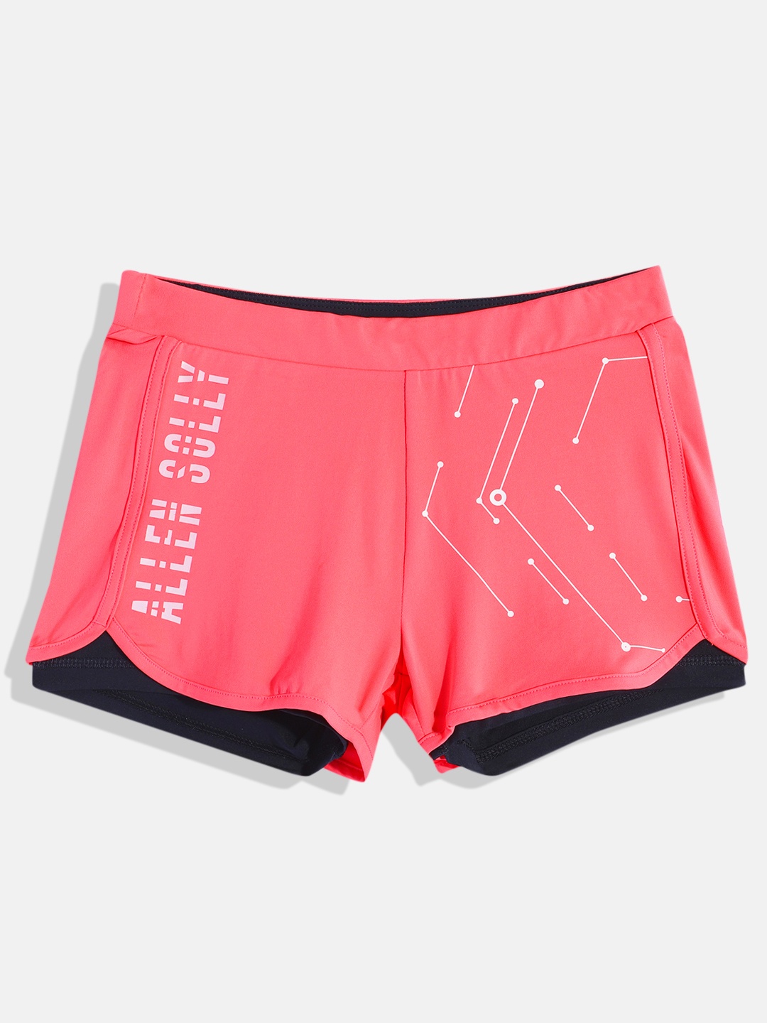 Allen Solly Junior Girls Typography Printed Training Shorts, Pink
