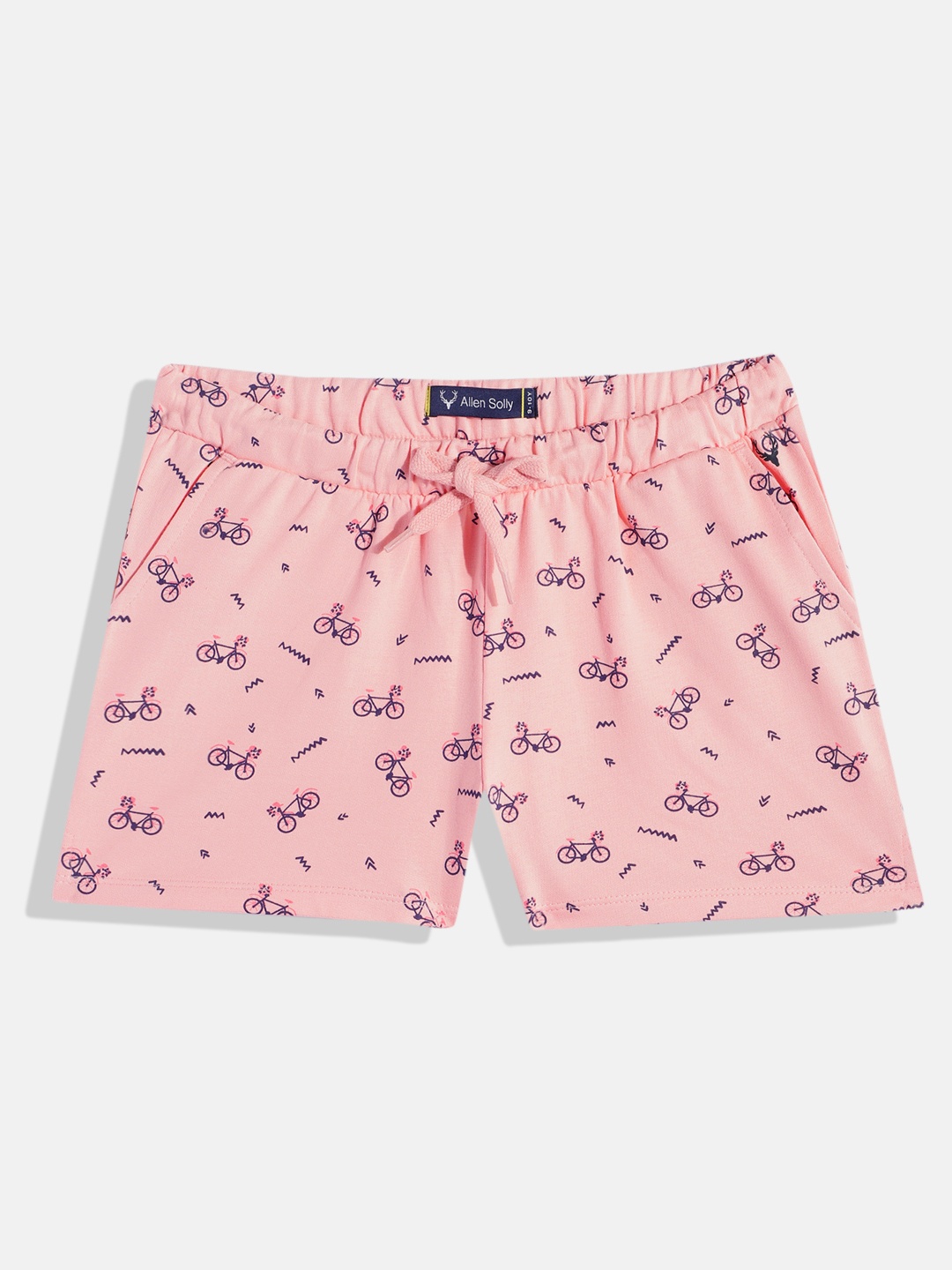 Allen Solly Junior Girls Conversational Printed Pure Cotton Shorts, Pink