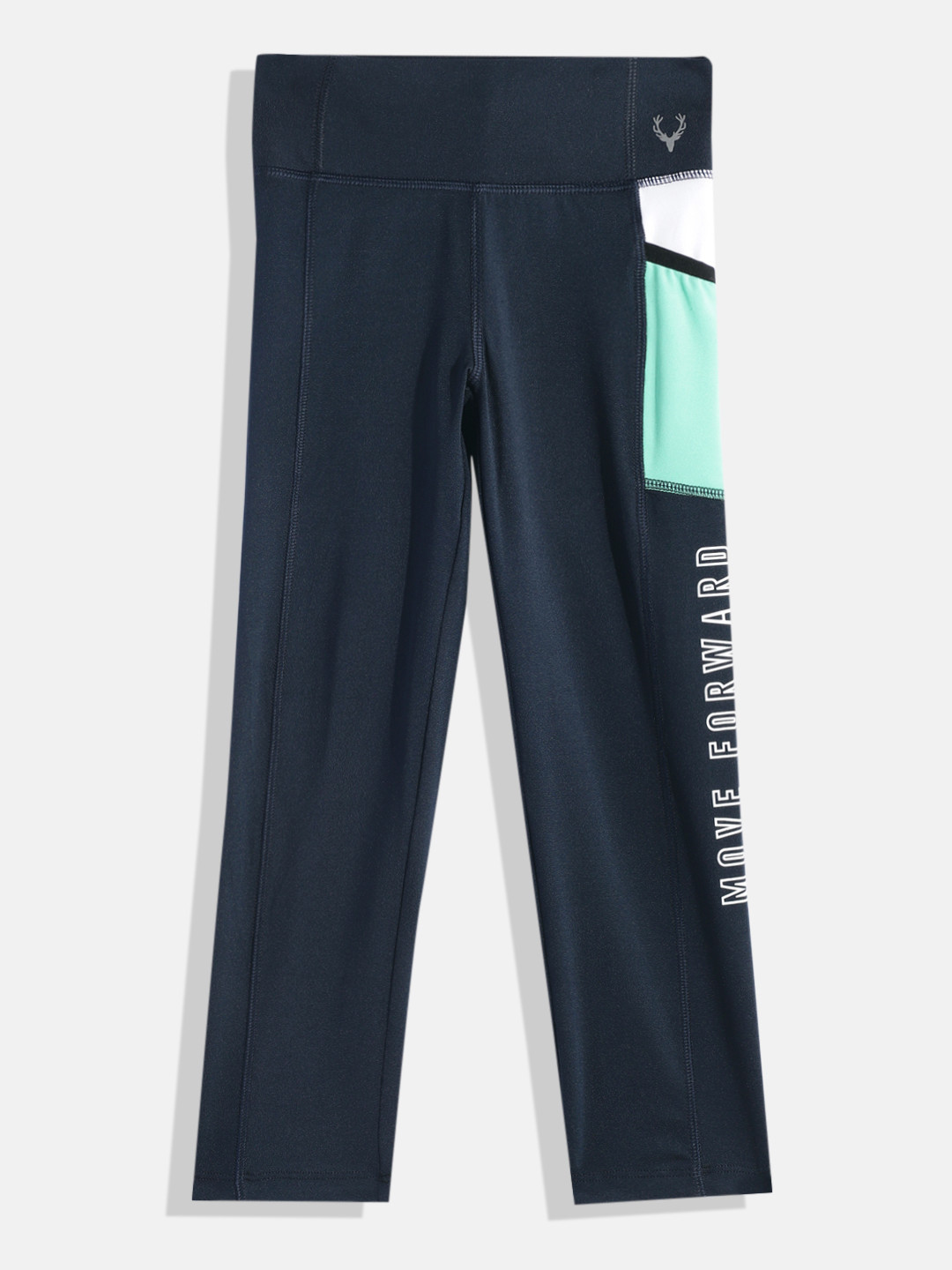 

Allen Solly Junior Girls Active Regular Fit Mid-Rise Knitted Ankle-Length Leggings, Navy blue