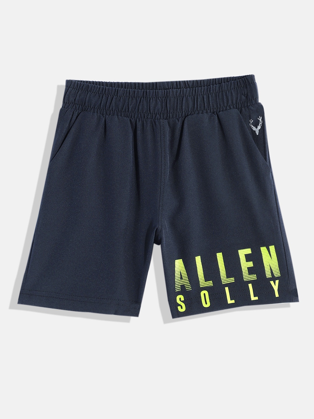 Allen Solly Junior Boys Navy Blue Typography Printed Sports Shorts