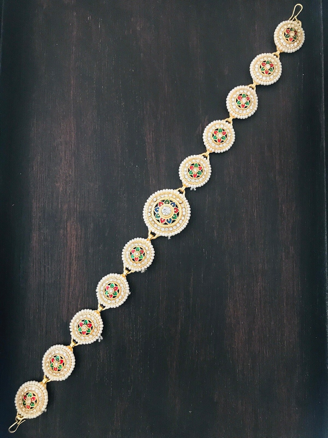 

The Opal Factory Women Gold-Toned Artificial Stones Gold Plated Sheeshphool