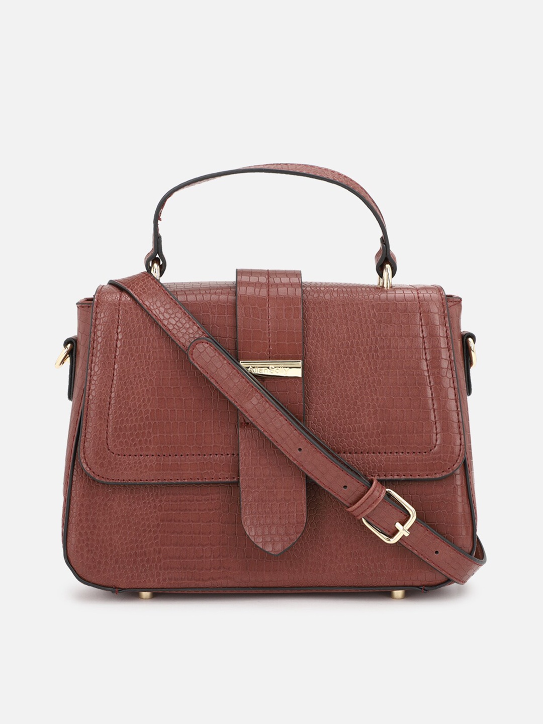 

Allen Solly Maroon Textured PU Structured Satchel