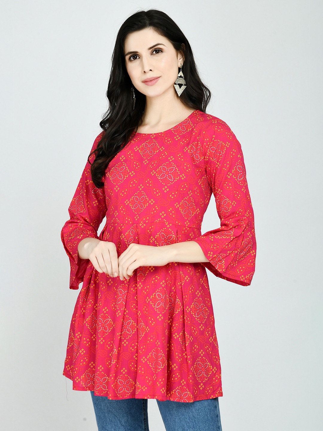 

MAFE Pink Floral Print Longline Top