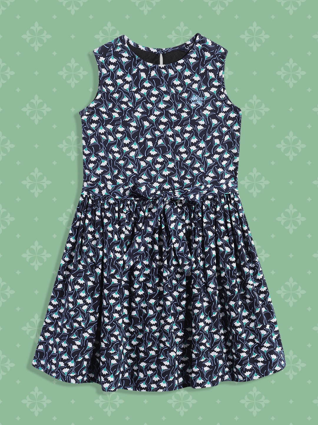 

Allen Solly Junior Girls Navy Blue Floral A-Line Dress