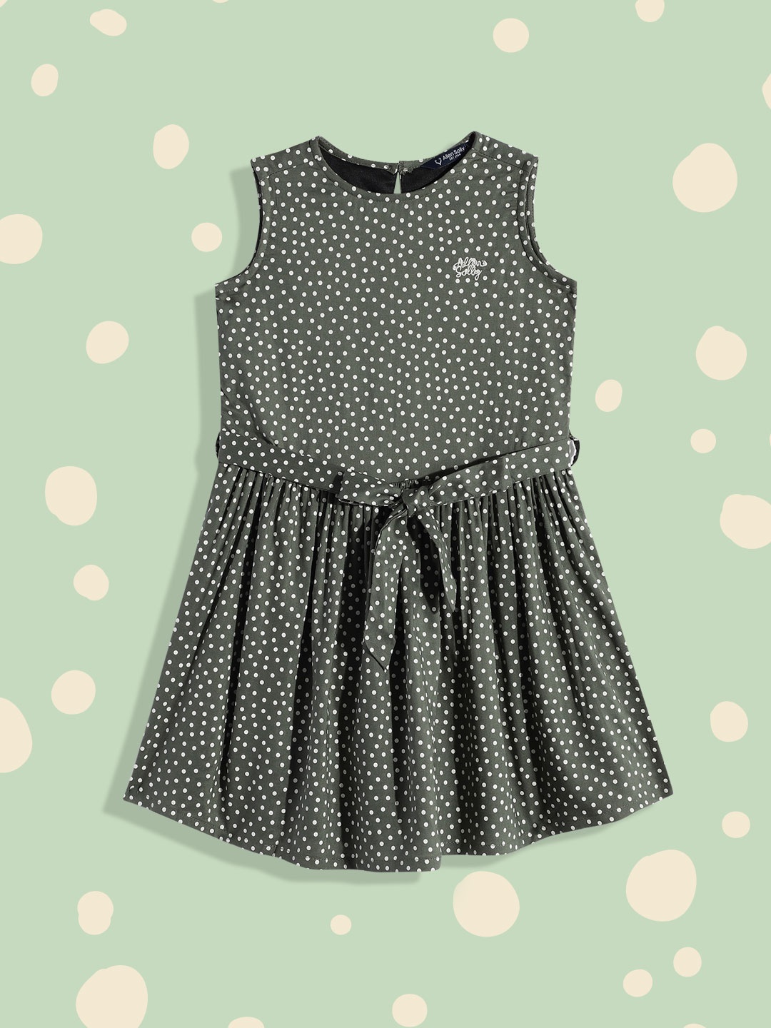 

Allen Solly Junior Olive Green Polka Dot Printed Dress