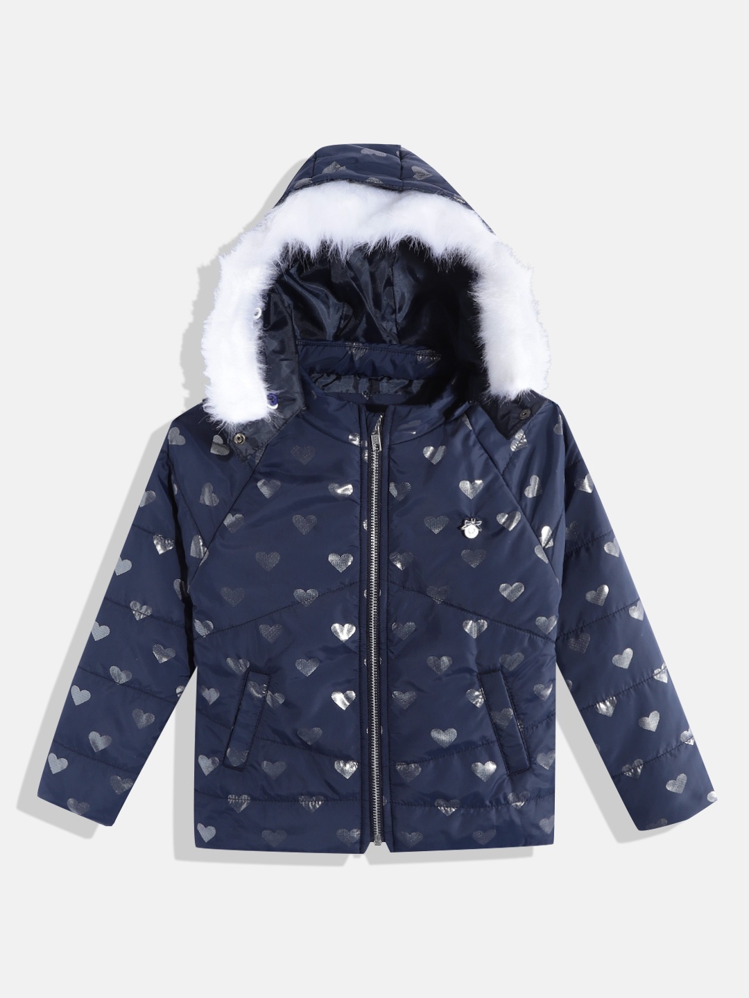 

Allen Solly Junior Girls Navy Blue Printed Hooded Padded Jacket