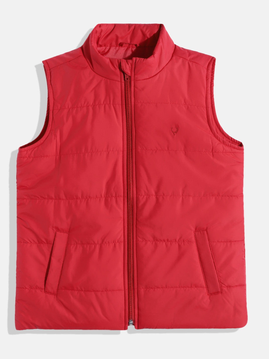 

Allen Solly Junior Boys Red Mock Collar Sleeveless Padded Jacket