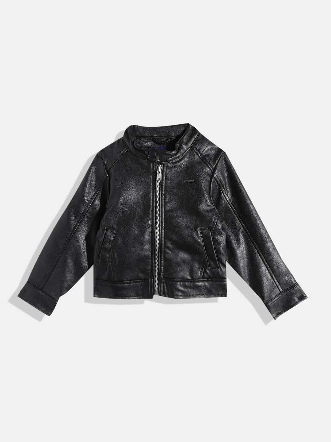 

Allen Solly Junior Boys Black Solid Faux Leather Jacket