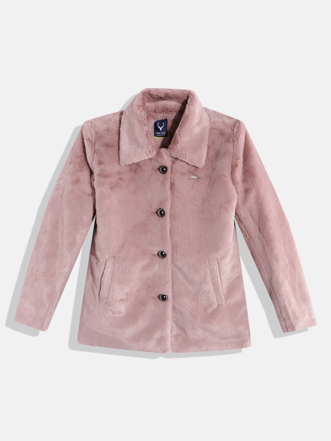 

Allen Solly Junior Girls Dusty Pink Faux Fur Trim Overcoat, Rose