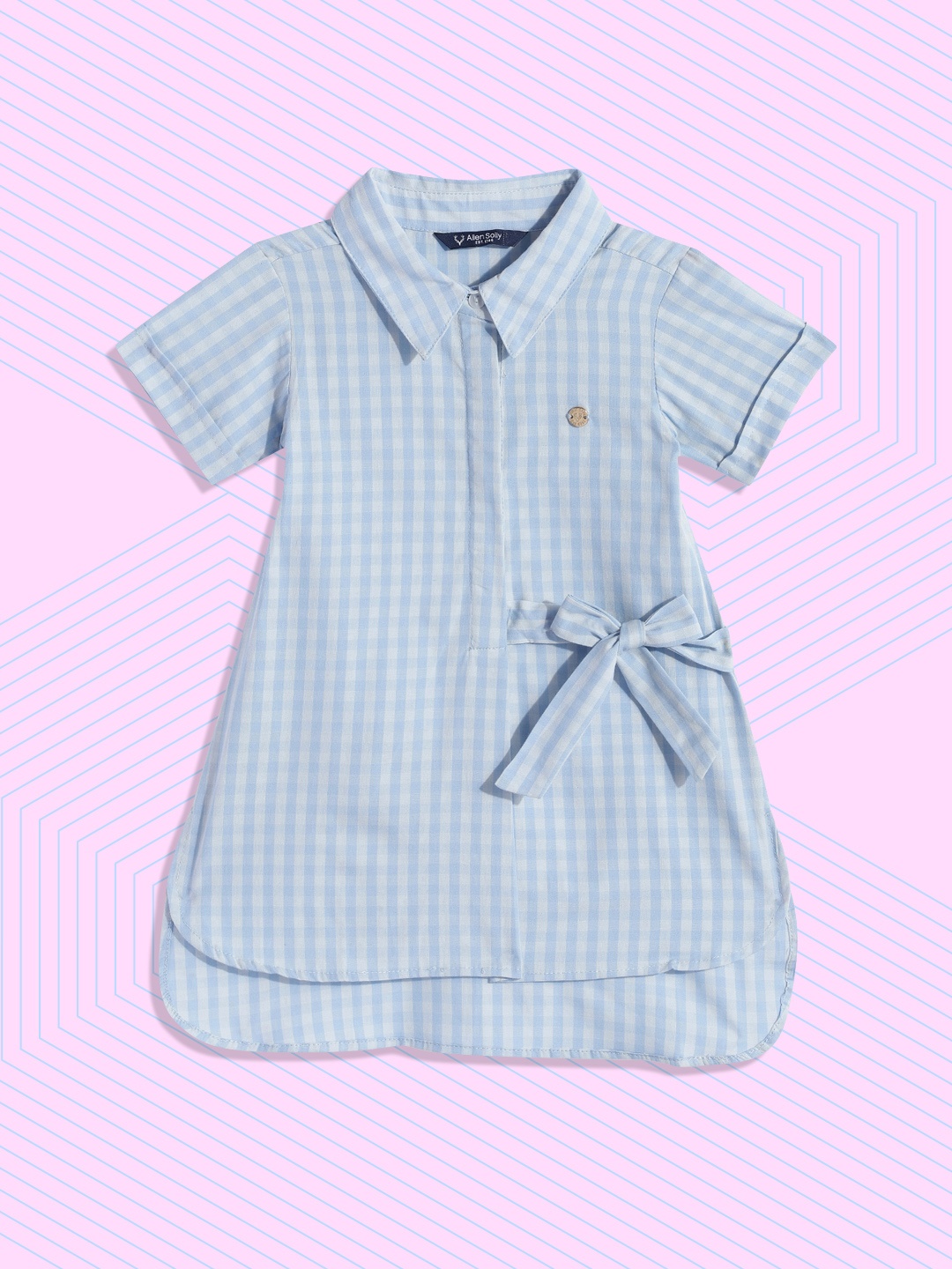 

Allen Solly Junior Girls Blue Checked Pure Cotton A-Line Dress