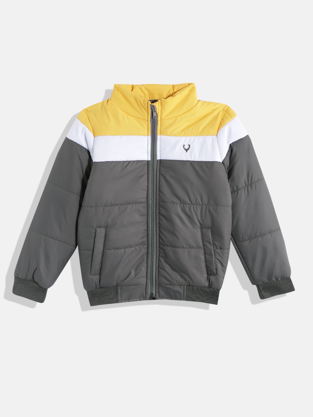 

Allen Solly Junior Boys Grey & Yellow Striped Bomber Jacket