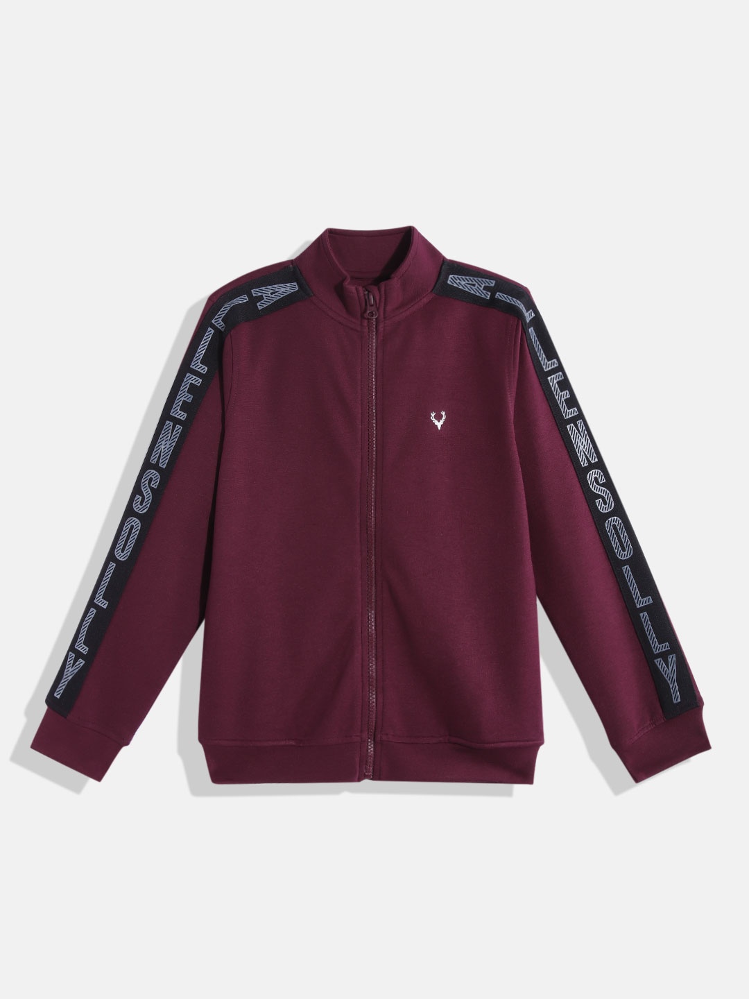 

Allen Solly Junior Boys Maroon Solid Mock Collar Sweatshirt