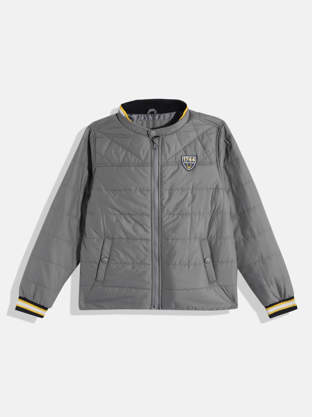 

Allen Solly Junior Boys Grey Solid Stand Collar Padded Jacket
