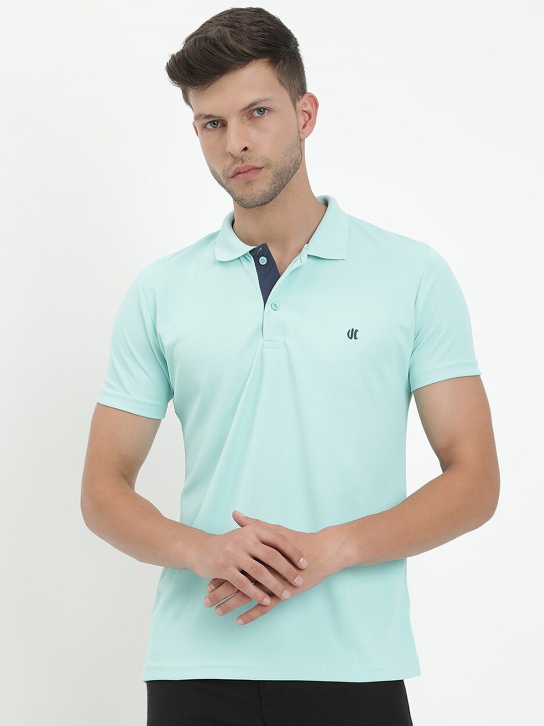 

V2 Value & Variety Men Sea Green Polo Collar T-shirt