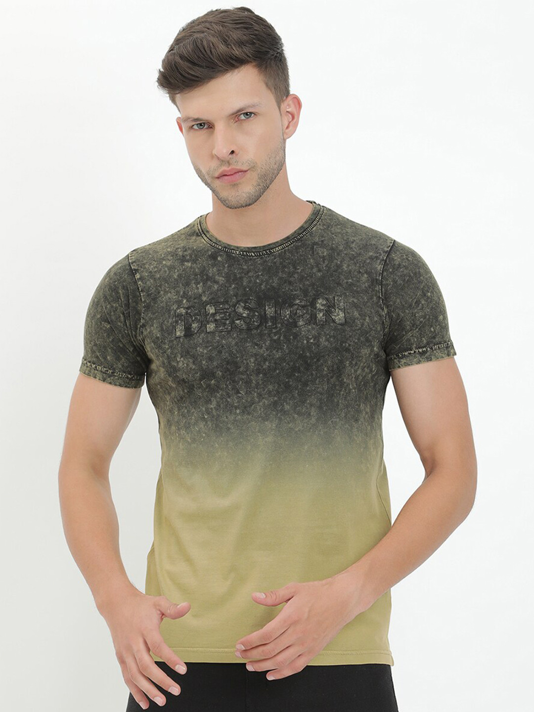 

V2 Value & Variety Men Olive Green Dyed T-shirt