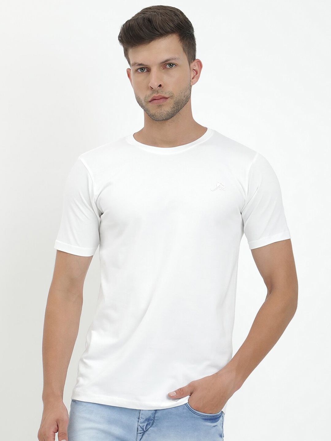 

V2 Value & Variety Men White Raw Edge T-shirt