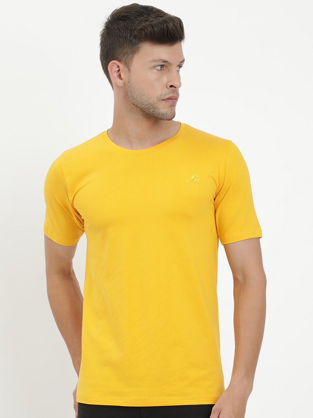 

V2 Value & Variety Men Mustard Yellow & maize Raw Edge T-shirt