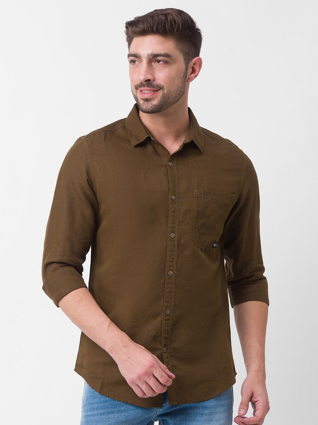 

SPYKAR Men Green Slim Fit Casual Shirt