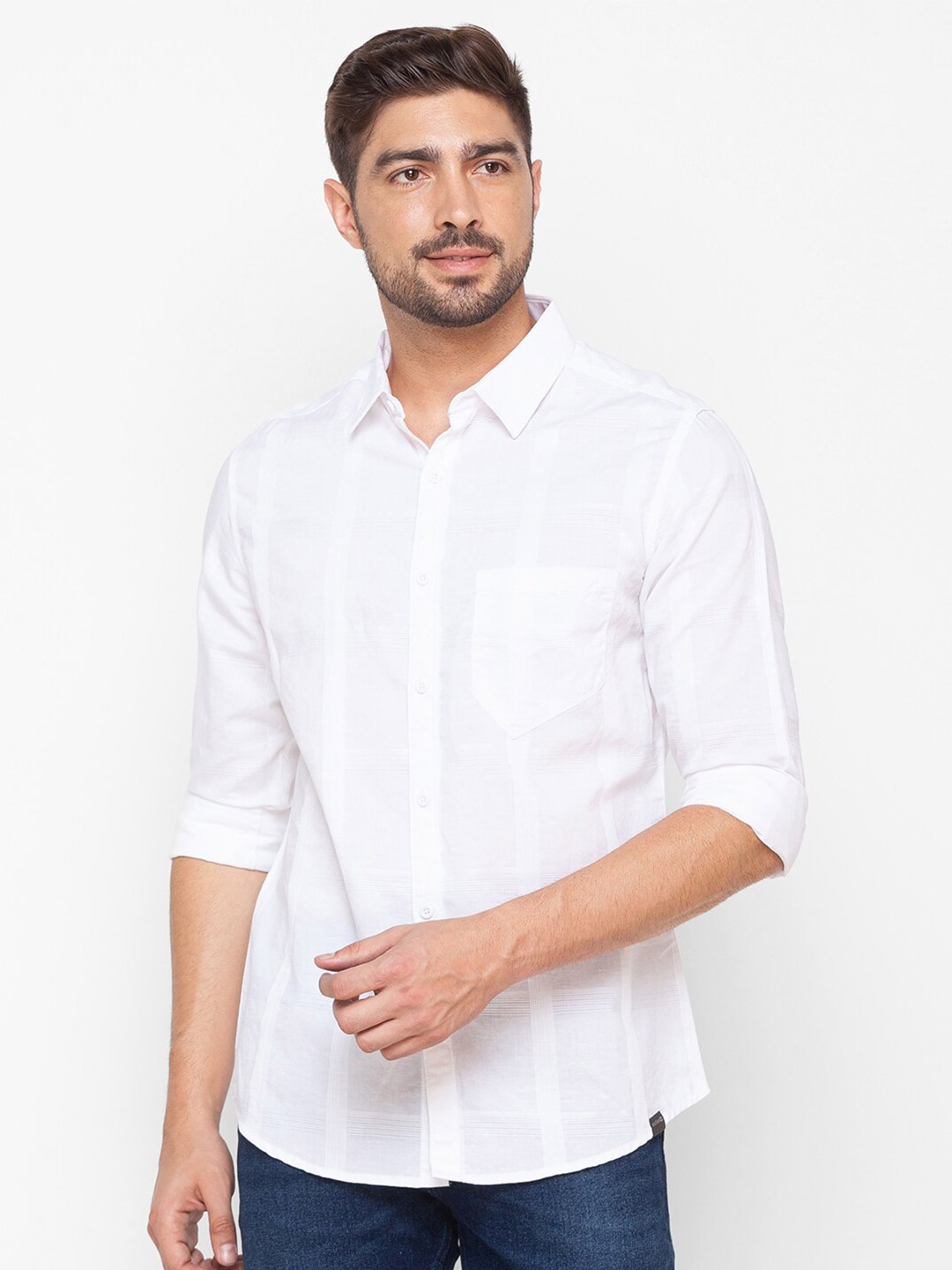 

SPYKAR Men White Slim Fit Casual Shirt