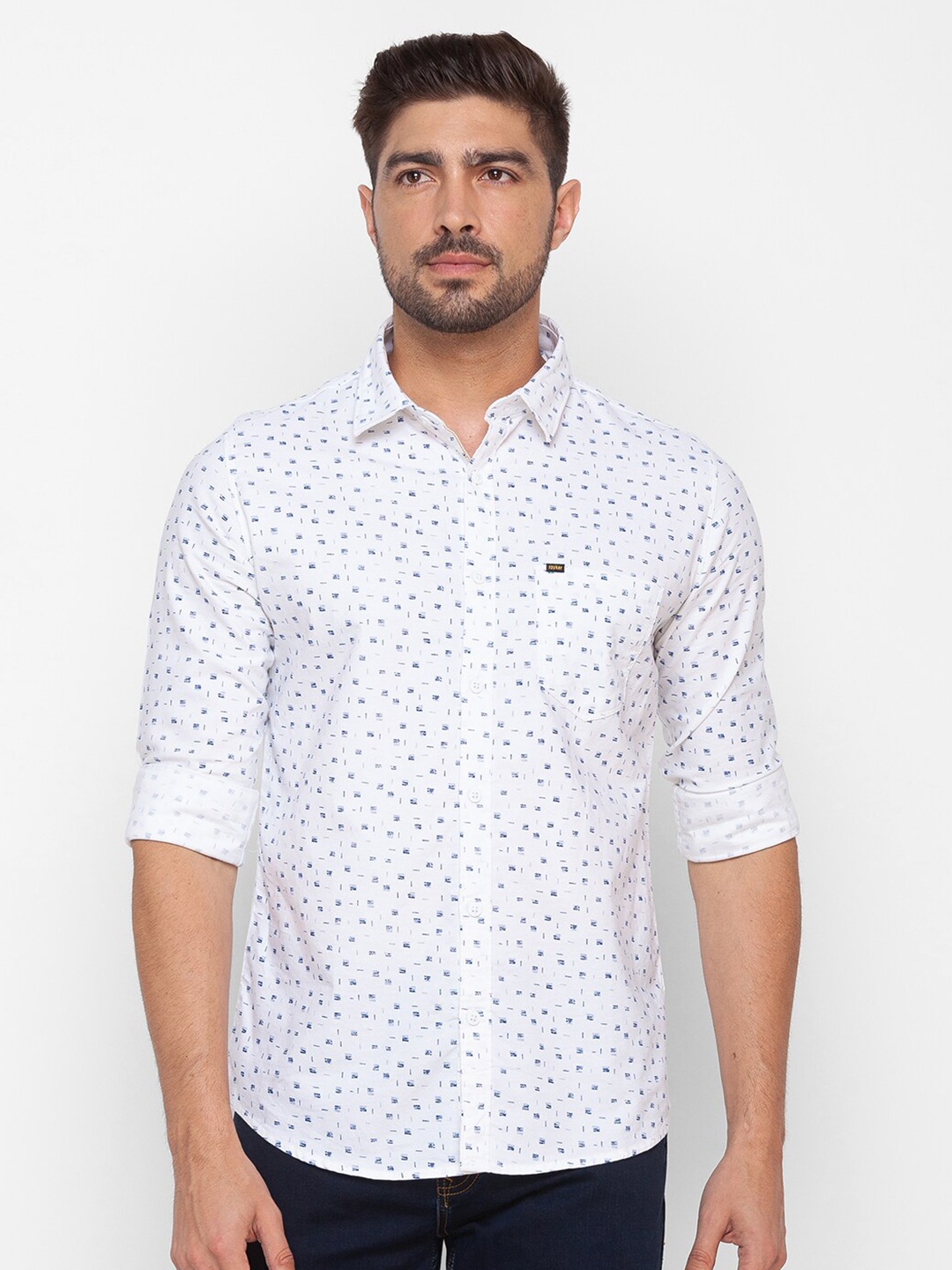 

SPYKAR Men White Printed Casual Shirt