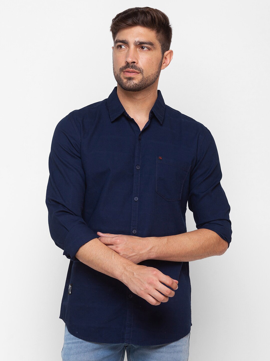 

SPYKAR Men Blue Slim Fit Grid Tattersall Checks Checked Casual Shirt