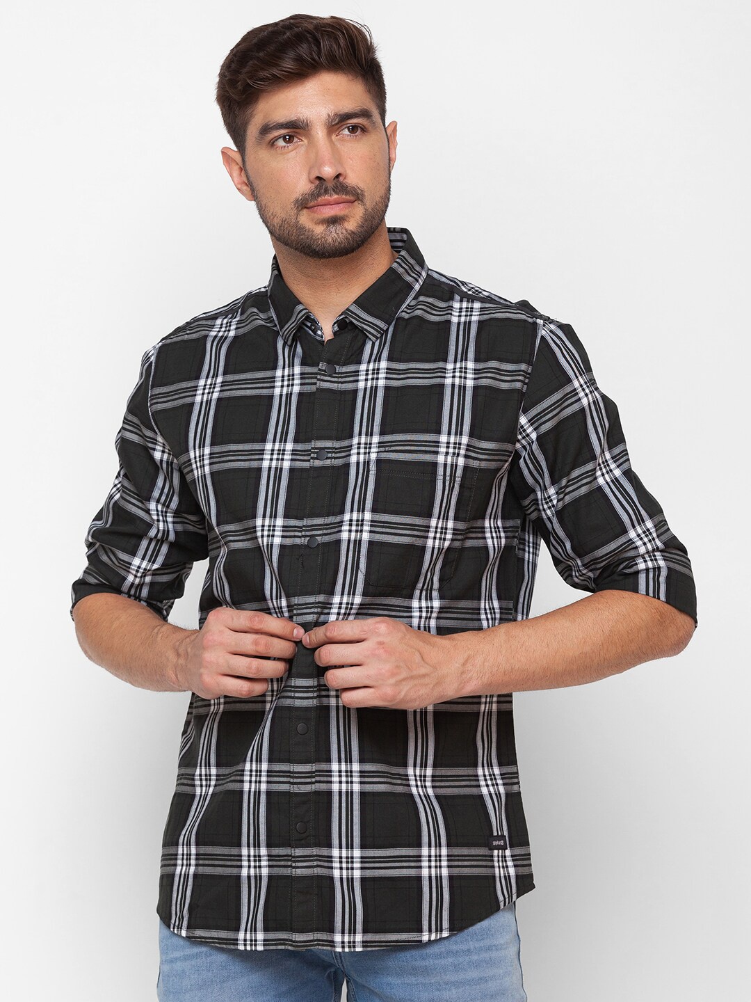 

SPYKAR Men Green Tartan Checks Checked Casual Shirt