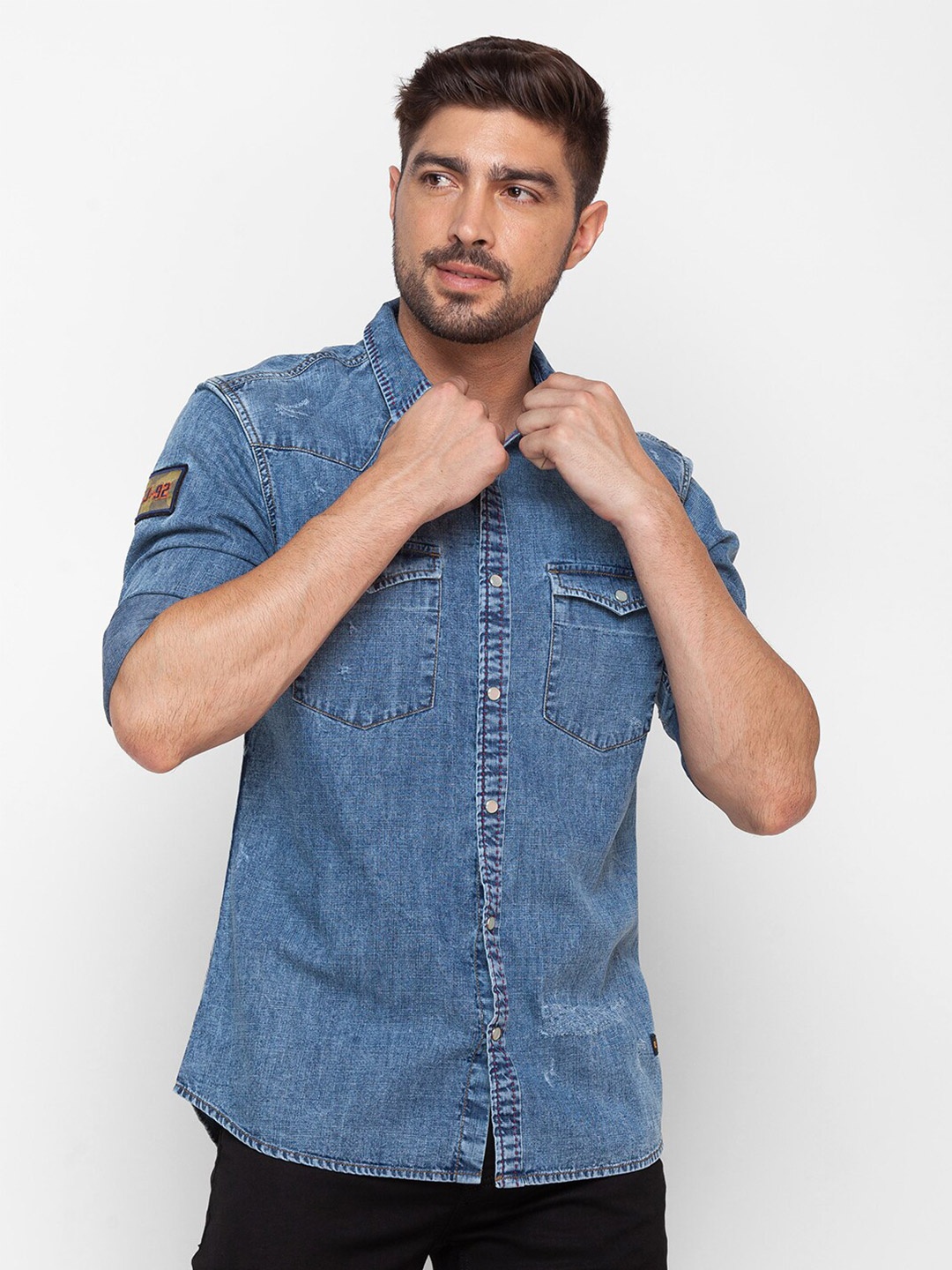 

SPYKAR Men Blue Slim Fit Faded Casual Shirt