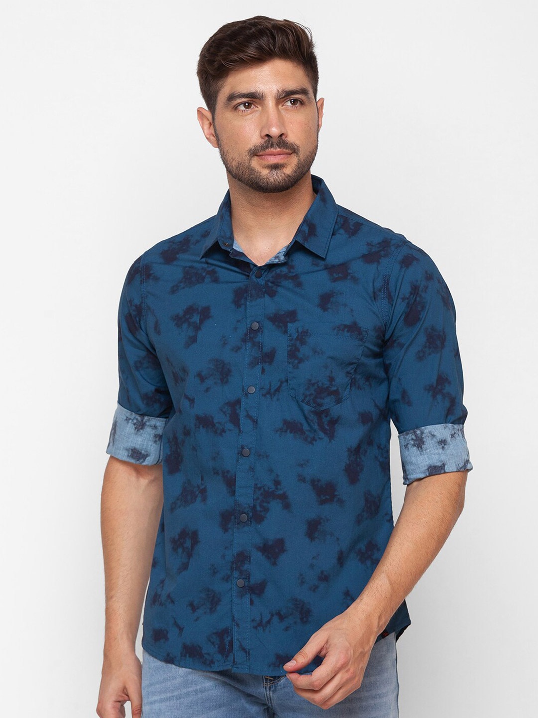 

SPYKAR Men Blue Floral Printed Casual Shirt