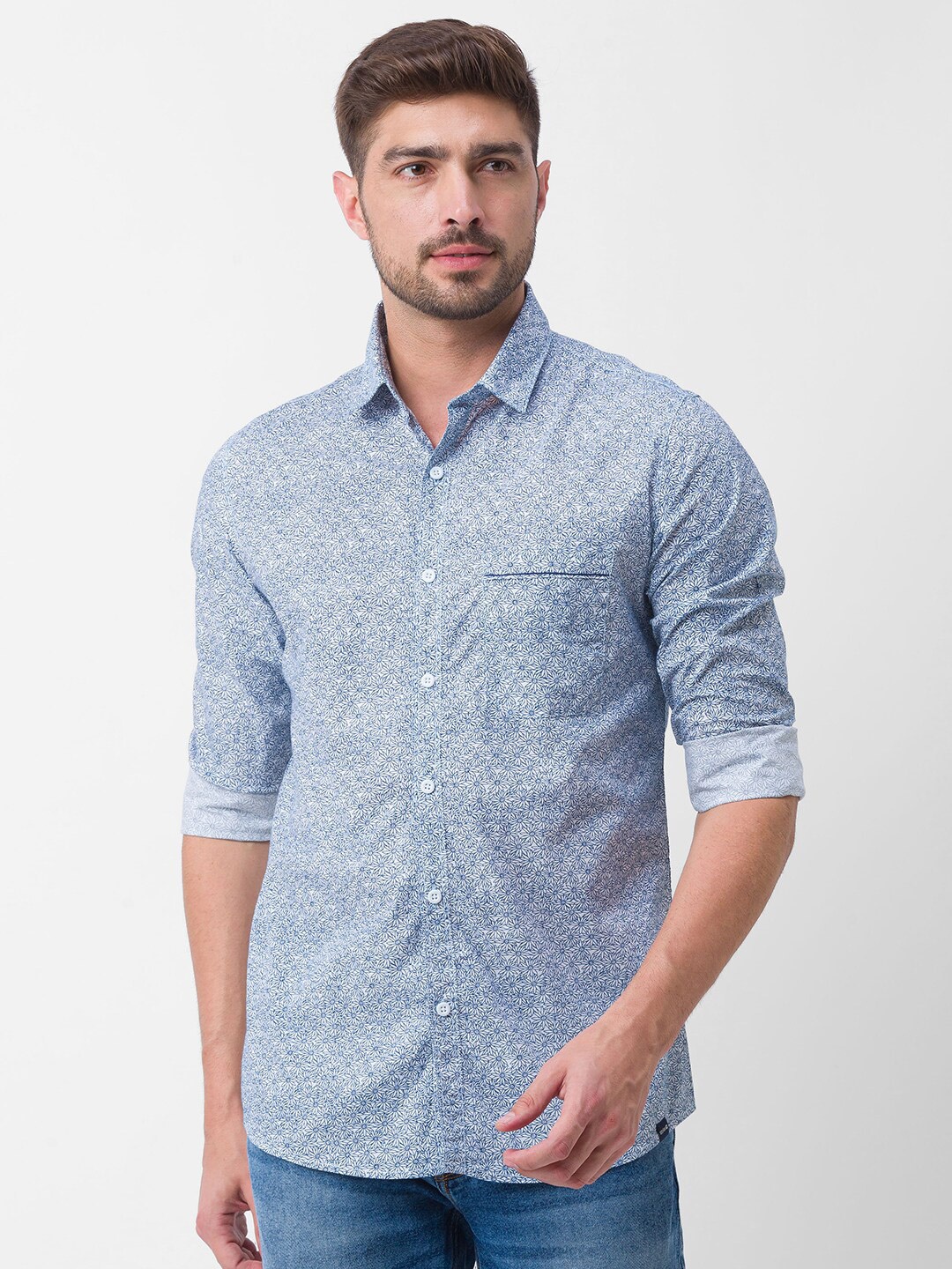 

SPYKAR Men White Floral Printed Casual Shirt