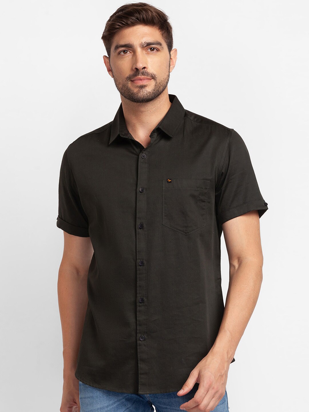 

SPYKAR Men Green Slim Fit Casual Shirt