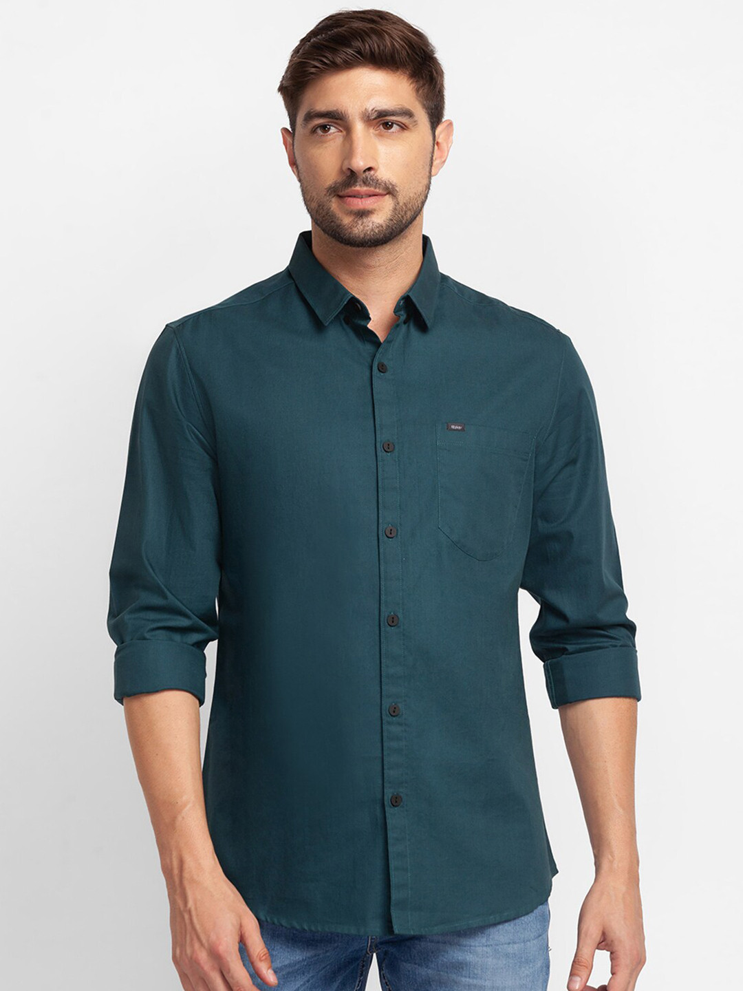 

SPYKAR Men Green Slim Fit Casual Shirt