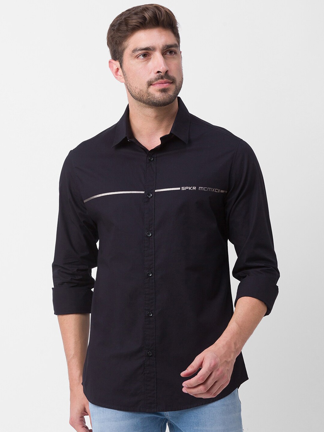 

SPYKAR Men Black Slim Fit Casual Shirt