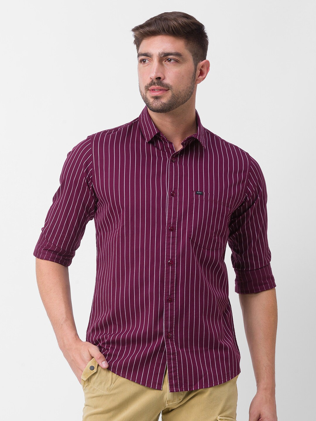 

SPYKAR Men Blue Striped Casual Shirt