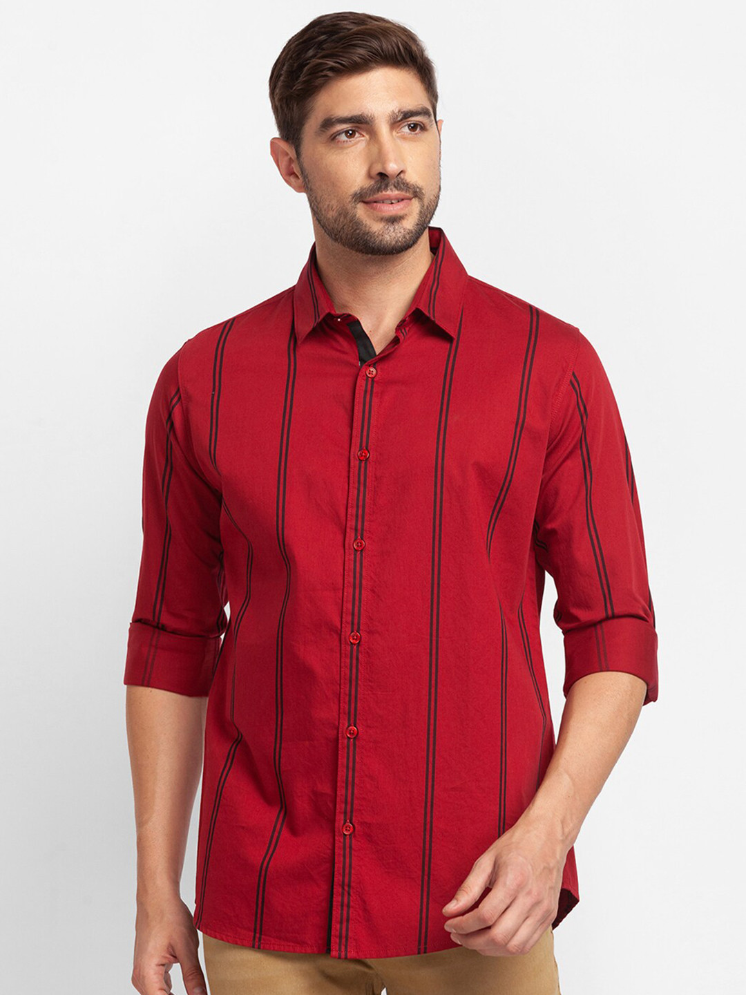 

SPYKAR Men Red Checked Casual Shirt