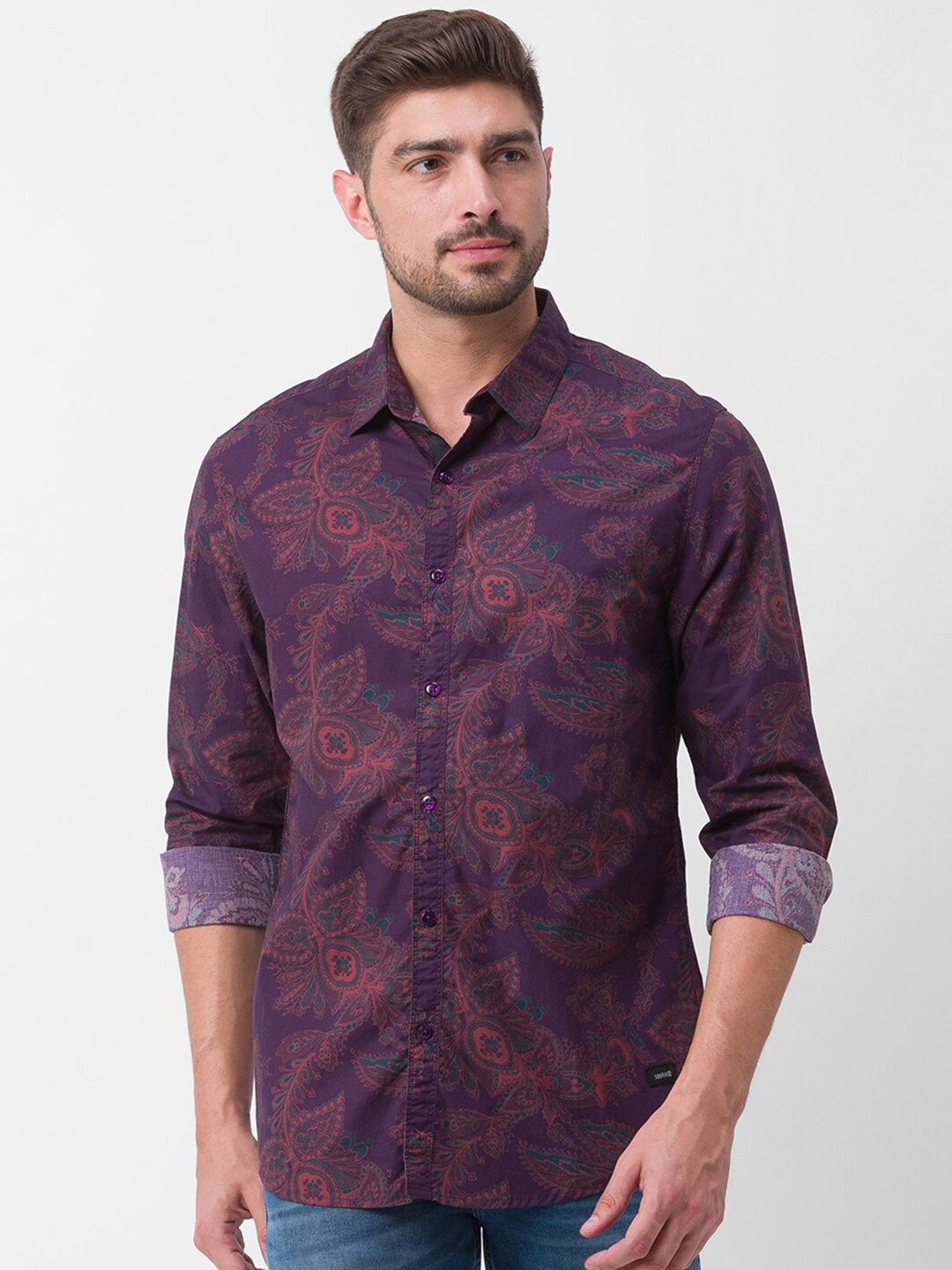 

SPYKAR Men Red Slim Fit Floral Printed Casual Shirt