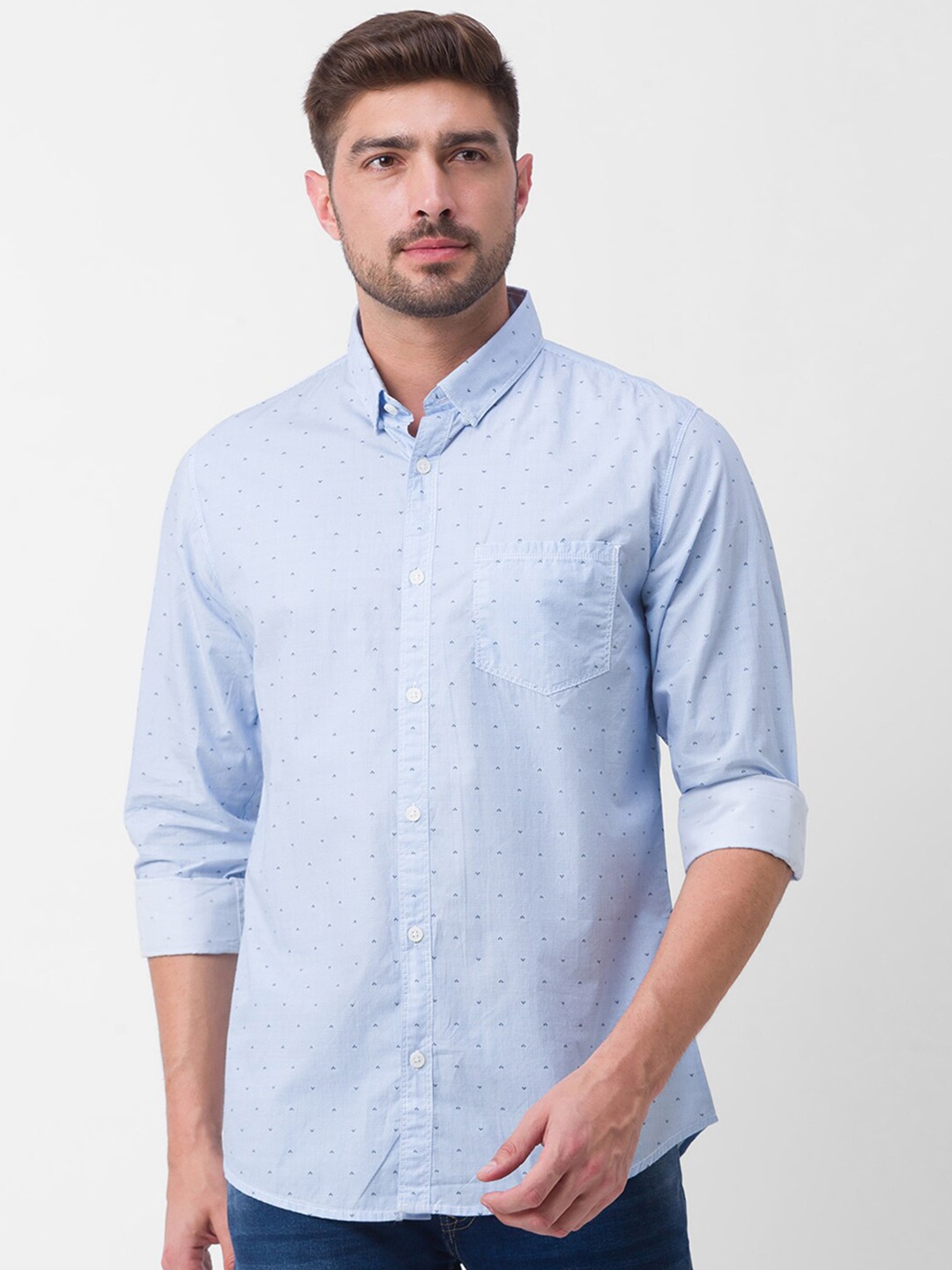 

SPYKAR Men Blue Printed Casual Shirt