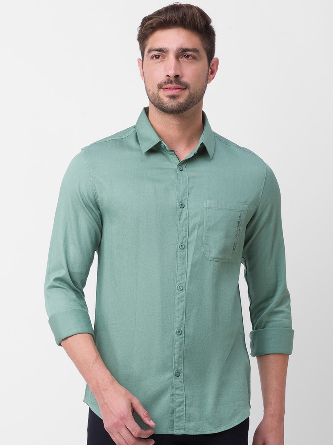 

SPYKAR Men Green Slim Fit Casual Shirt