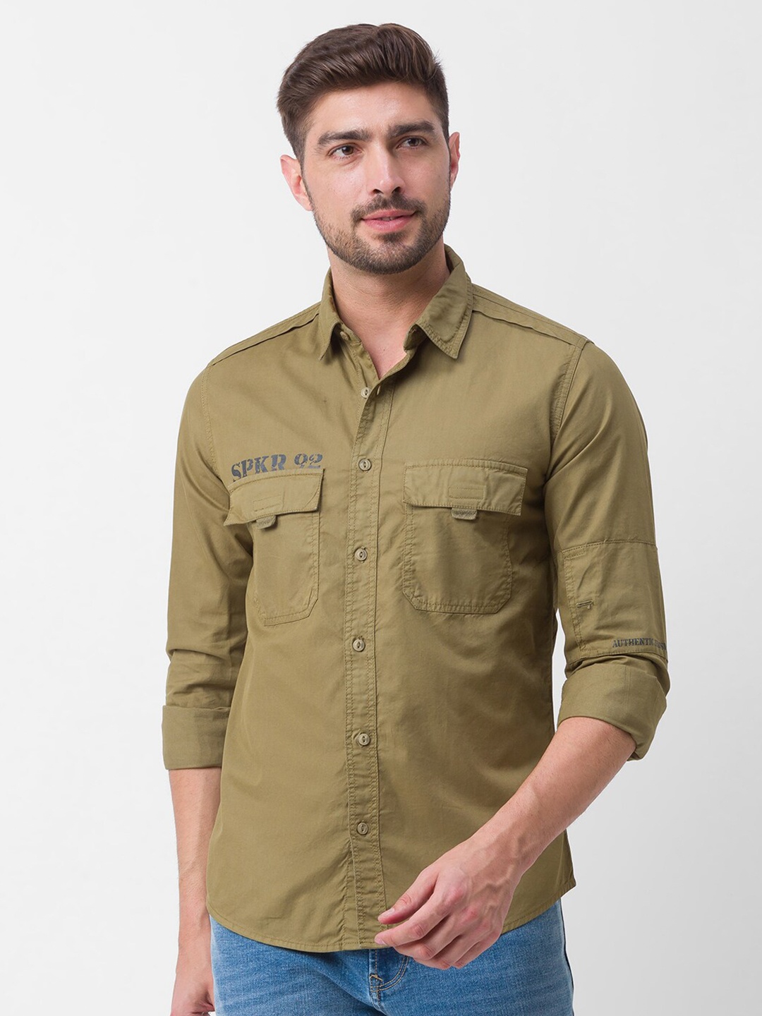 

SPYKAR Men Green Casual Shirt