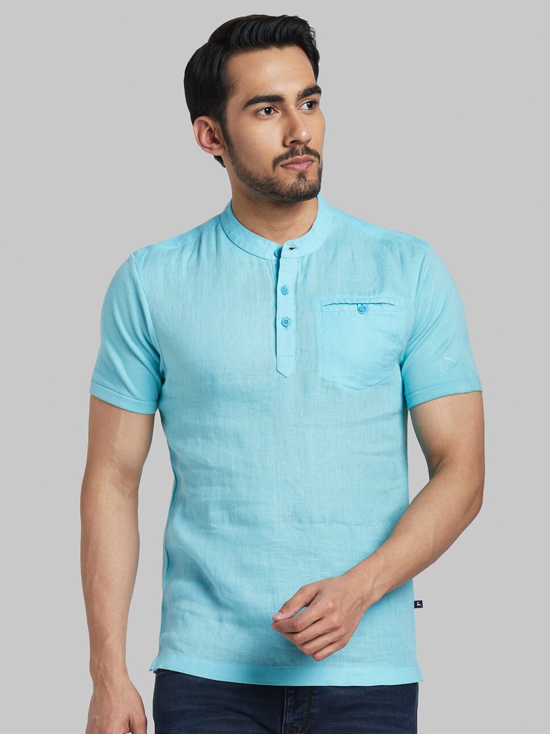 

Parx Men Blue Henley Neck T-shirt
