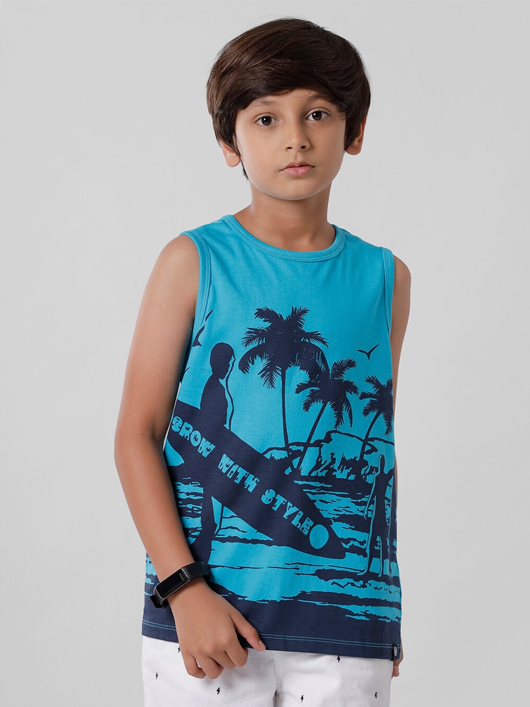 

PIPIN Boys Blue Floral Printed Tropical T-shirt