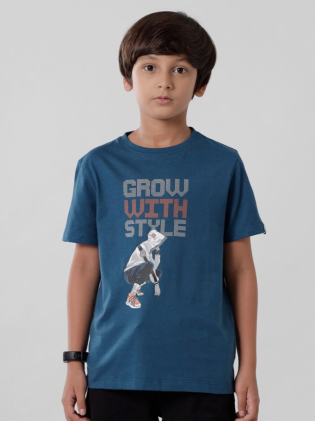 

PIPIN Boys Blue Sports Printed Raw Edge T-shirt