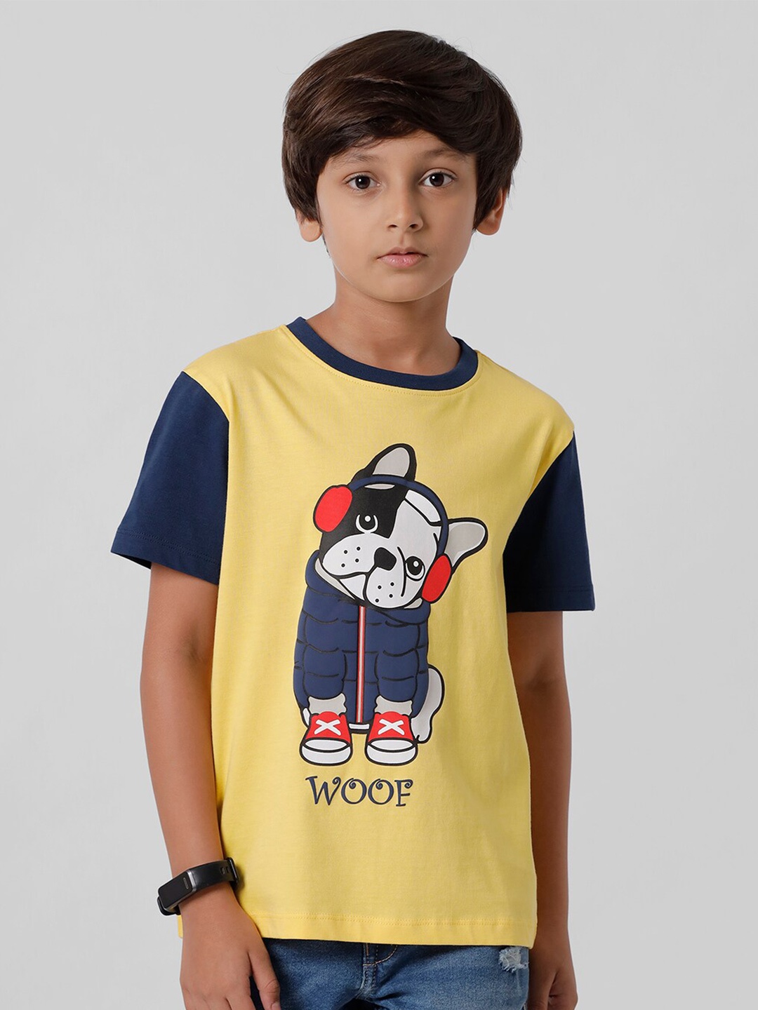

PIPIN Boys Yellow Printed Applique T-shirt