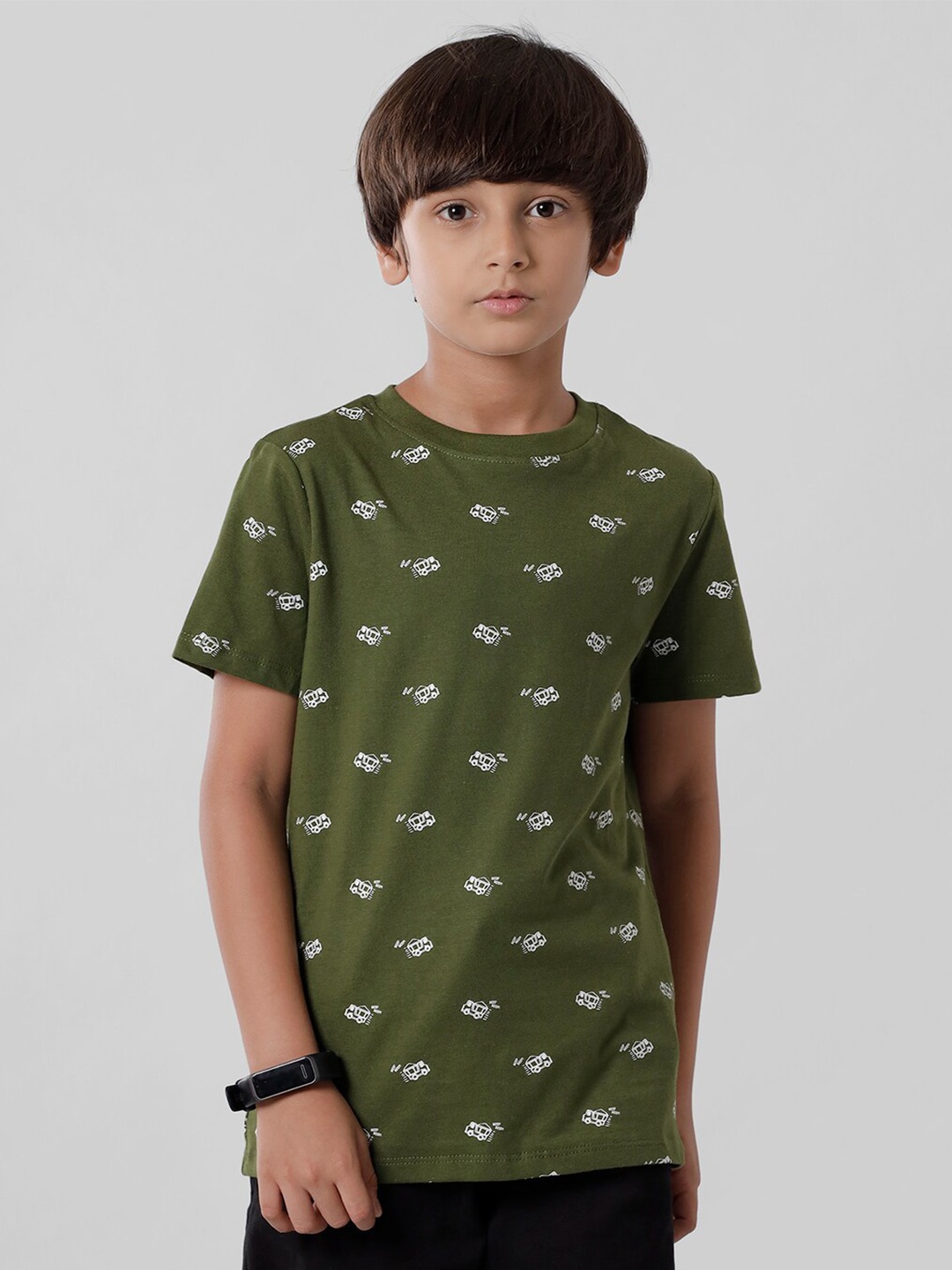 

PIPIN Boys Green Printed T-shirt