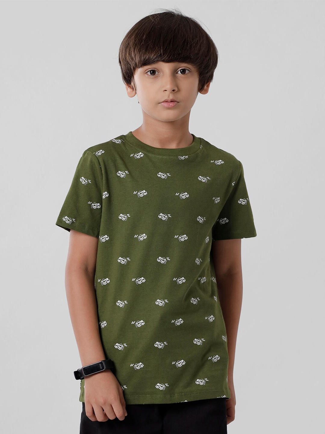 

PIPIN Boys Green Printed T-shirt