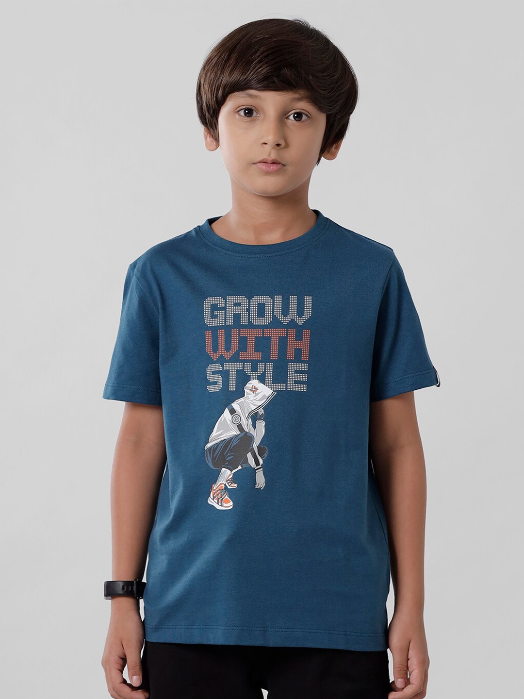

PIPIN Boys Blue Sports Printed Raw Edge T-shirt